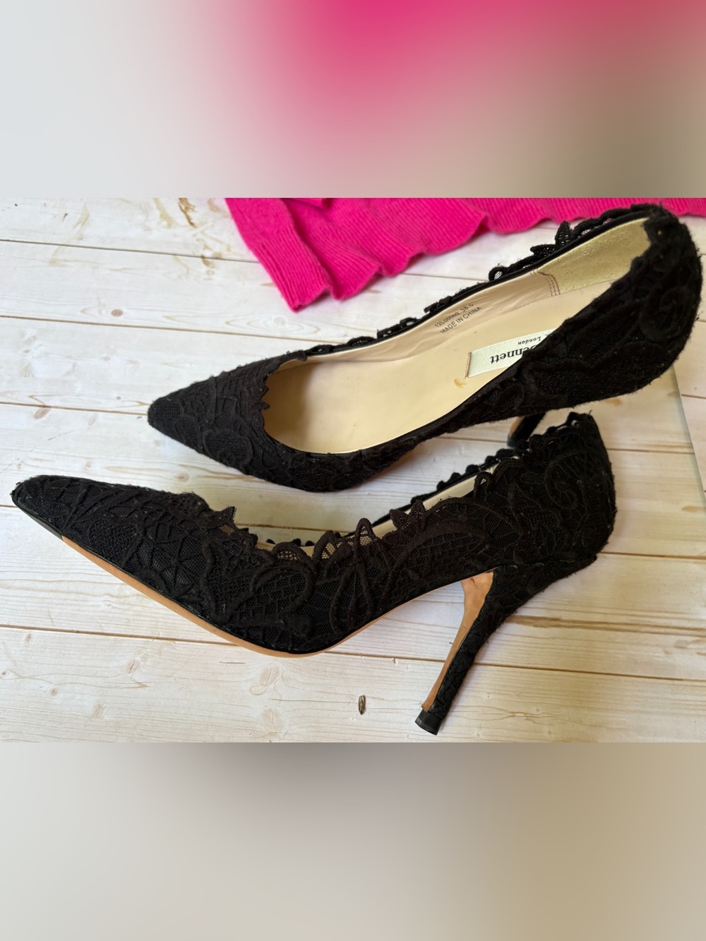 LK Bennett lace cover heels